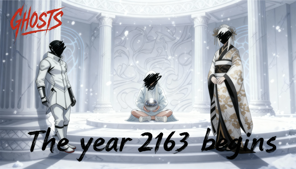 GHOSTSの世界観アート：ネオン輝くサイバーパンク都市の路地裏