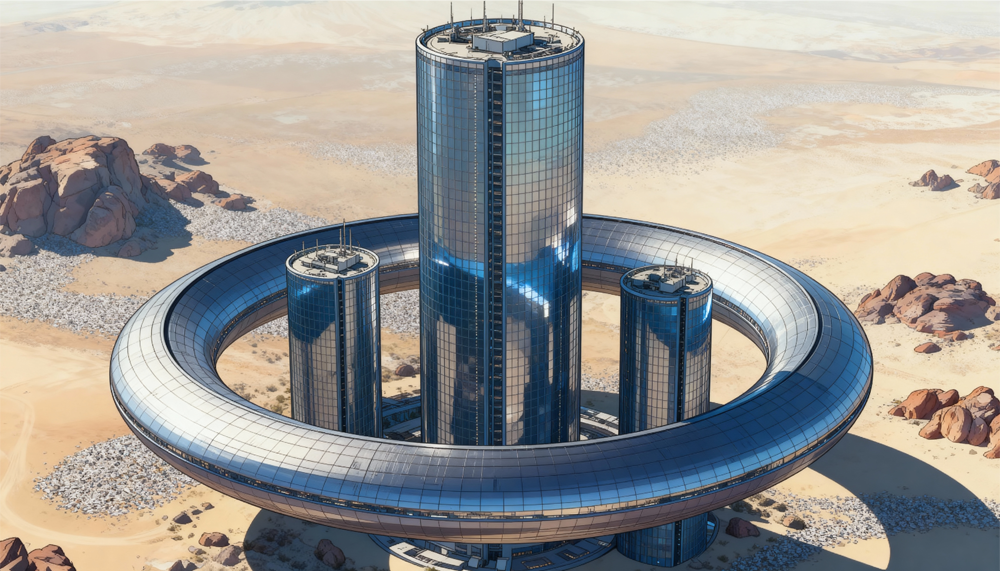 GHOSTSの世界観アート：監視ドローンが飛び交う上空と、見上げる人々の視点