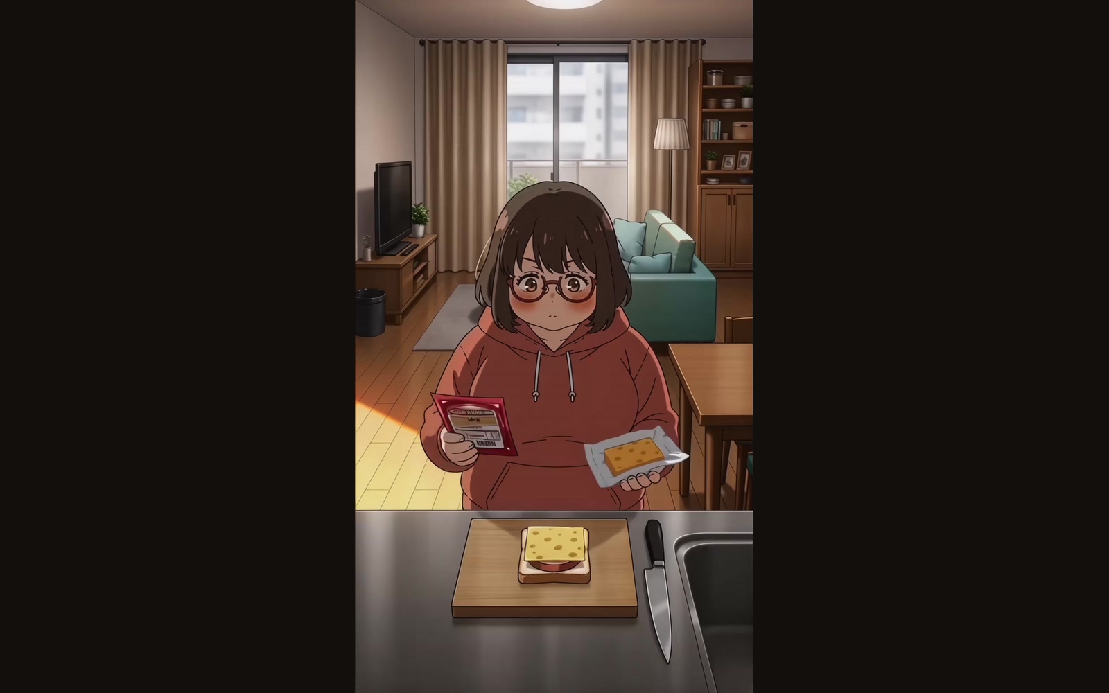 手順3「ハムを重ねる」の本編カット