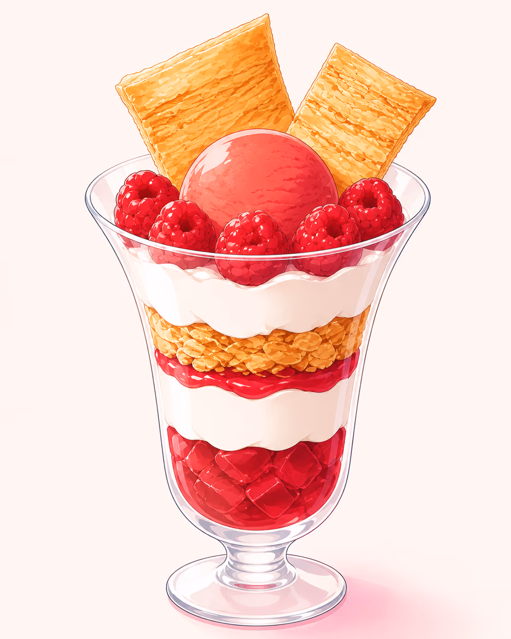 ラズベリーミルフィーユルビーブーケを添えて。作中の材料をもとにGPT-image-2で作成した再現イラスト